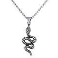 Creative stainless steel snake pendant necklace for men in polished silver finish - Silver Snake + Stainless Steel Chain