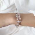 Bracciale multistrato con zirconi marquise champagne e bianchi placcato in oro 18k - Zircone Giallo Color Acciaio