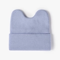 Lavender purple knitted beanie with cute cat ears and soft ribbed wool texture - One Size / Light Blue