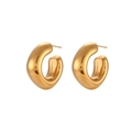 Thick golden C-shaped hollow hoop earrings with a polished metallic finish for women - Square Beveled Hollow Earrings / Gold