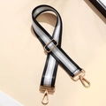 Adjustable wide black and silver striped crossbody strap with gold metal hardware - Black and Silver (Gold Buckle)