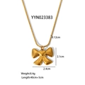 Detailed dimensions of heart butterfly gold pendant necklace with length and weight info - 3D Bow Heart Style (YYN023383)