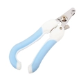 Ergonomic light blue and white stainless steel pet nail clippers with safety guard - Curved Handle Small Blue