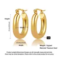 Boucles d'oreilles créoles épaisses en acier titane plaqué or 18 carats poli - Clip à Charnière - Ovale / 25mm / Or