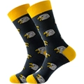 Wadenhohe Socken in Schwarz und Gelb mit detaillierten eingestrickten Adlerkopf-Mustern - 39-45 / Adler Kopf