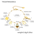 Gold stainless steel charm bracelet with zircon heart and clover, size specifications - Gold Green Bell Bracelet (TXE287)