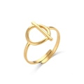 Detailed close-up of 18K gold plated stainless steel hollow chain ring with open design - Hollow OT Symbol Open Ring