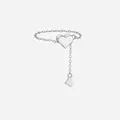 Minimalist S925 sterling silver heart chain ring with adjustable dangling heart charm - Platinum (Adjustable)
