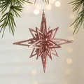 Stella di Natale da 13 cm in oro rosa glitterato per decorazione dell'albero di Natale - 13x13cm/23g / Rosa