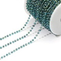 Teal crystal bead chain 3.5mm on a white spool for DIY necklace jewelry making - Blue Green/3mm/01