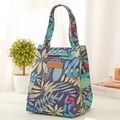 Navy blue lunch bag with leaf pattern and aluminum foil insulation for daily meals - Night Summer