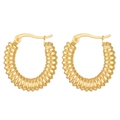 Textured gold-plated spiral hoop earrings with secure clasp closure for women - Gold Color Spiral Hoop (WG-0179)