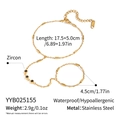Detail of 18K gold-plated stainless steel hand chain with black zircon stone measurements - Gold Black Zirconia Style (YYB025155)