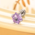 Single 6mm star-cut purple zircon stud earring with screw-back in silver titanium steel - Star Screw Stud / Blue Purple (Single)