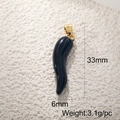 33mm black cornicello chili pendant with gold clasp for DIY jewelry making - Black