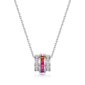 Rainbow zircon roller necklace in S925 sterling silver with colorful gradient gemstones - Colorful Zirconia / Silver