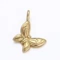 Exquisite 18K gold plated butterfly pendant with detailed carved wing textures for DIY - Gold Shiny Butterfly Pendant