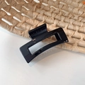 Glossy black rectangular hollow hair claw clip with a minimalist sleek finish - Glossy Black Hollow Hair Claw