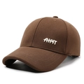 Deep brown winter baseball cap with white AHYT letter embroidery on cotton fabric - Adjustable / Coffee