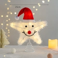 Luminous 25cm Christmas tree star topper with Santa hat and warm LED light decoration - Snowman Tree Top Star 25cm With Light