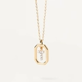 Gold plated 26 letter T pendant with micro-set zircon in octagonal geometric frame - Letter T