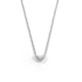 Collier minimaliste avec pendentif cœur tourbillonnant en argent et chaîne fine - Cœur Simple Plat (K Blanc 11089)