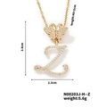 Golden butterfly and letter Z zircon necklace with 40+5cm chain for men and women - Butterfly Letter Z Pendant Style (N00203J-H--Z)
