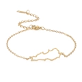 Pulsera dorada de acero inoxidable con colgante calado del mapa del Líbano y cierre ajustable - Dorado