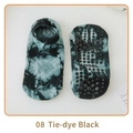 Tie-dye black yoga socks with non-slip silicone grips and breathable cotton blend fabric - One Size / Tie-dye Black