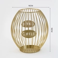 Golden birdcage-style metal coffee capsule holder with COFFEE cutout lettering - Medium / Gold