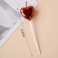Vela de cumpleaños roja en forma de corazón con palo, 8,8 cm para decoración de pasteles - Vela Corazón - Rojo