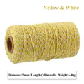 Yellow and white 2mm double color cotton baker's twine for DIY gift wrapping and crafts 100m - Yellow + White
