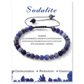 Adjustable Sodalite bead bracelet with 8mm natural stones on a black woven cord - Sodalite