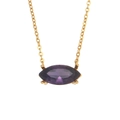 Elegant 18K gold plated necklace featuring a purple marquise-cut zircon in a claw setting - Marquise Pendant / Purple