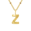 18k gold plated stainless steel initial Z pendant necklace with radial texture - Letter Z / Gold