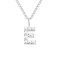 Elegante collana con ciondolo a lettera E in acciaio inossidabile argento e perle - E-Argento
