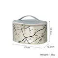 Detailed view of silver marble makeup bag with handle and dimensions 21x12.3x15.5cm - X-183 Oval Silver