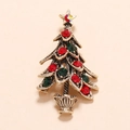 Vintage gold Christmas tree brooch with colorful rhinestones and star top detail - BR1343 Red+Green Antique KC Gold Tree