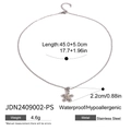 Collier avec pendentif fleur en acier inoxydable argenté, longueur 45cm et détails - JDN2409002-PS/Pendentif Fleur / Argenté