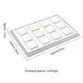Gray 12-slot ring display tray with white cushions, dimensions 30x20x1.5cm for jewelry - 12-Slot Ring Tray (White & Silver)