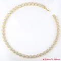 Detail view of flower necklace with 8mm width and 420mm length featuring zircon pavé - Gold White Zirconia Necklace (VL526)