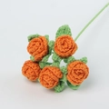 Handmade crochet orange roses with green leaves bouquet crafted from premium yarn - 5-Head Rose Bouquet (Orange)
