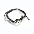 Yin Yang Tai Chi woven cord bracelets for couples with adjustable magnetic beads - Tai Chi Black and White Pair