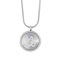 Silver stainless steel Capricorn necklace with round white mother of pearl shell pendant - Capricorn