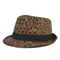 Cappello Fedora in feltro di lana leopardato con nastro nero e stile vintage jazz retrò - Adulto 56-60cm / Piccolo Leopardato a Punti