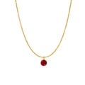 Collier doré avec un zircon rouge rond brillant serti dans une monture à quatre griffes - Janvier