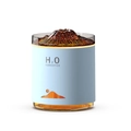 Mini light blue volcano lava humidifier with orange glowing base and colorful LED lights - 127B-RGB Gradient-Blue