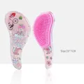 Pink cartoon detangling hairbrush with transparent glitter back, size 19x7cm - Large Pink Bicycle