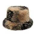 Gorro de pescador de invierno en piel sintética con estampado de leopardo negro y marrón - M (56-58cm) / Marrón