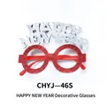 Sparkly red glitter Happy New Year glasses for festive holiday party photo props - Silver Happy New Year Glasses (Old Version)